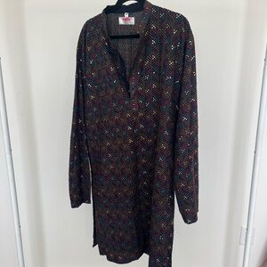 Custom Mens Kurta- made in India-Colorful Patterned Long Sleeve Shirt